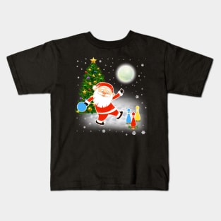 Santa Claus Bowling Christmas Funny Gift Kids T-Shirt